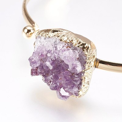 Golden Plated Brass Cuff Bangles BJEW-L624-C01-1
