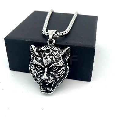 Vintage 304 Stainless Steel Lion Head Pendant Necklaces for Men Women OG9311-1