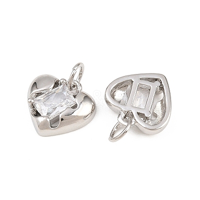 Valentine's Day Brass Micro Pave Clear Cubic Zirconia Charms KK-H292-52C-P-1