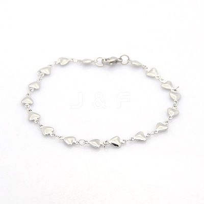 Tarnish Resistant Casual Style 304 Stainless Steel Heart Link Chain Bracelets STAS-O036-05P-1