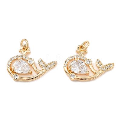 Brass Micro Pave Cubic Zirconia Pendants KK-K407-57G-1