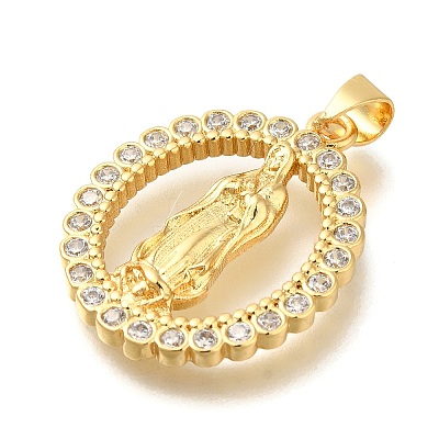 Rack Plating Brass with Cubic Zirconia Pendants KK-Z086-33G-11-1