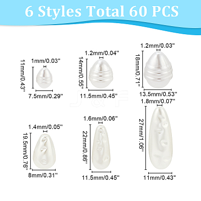 60pcs Eco-Friendly ABS Plastic Imitation Pearl Beads OACR-PH0004-18-1
