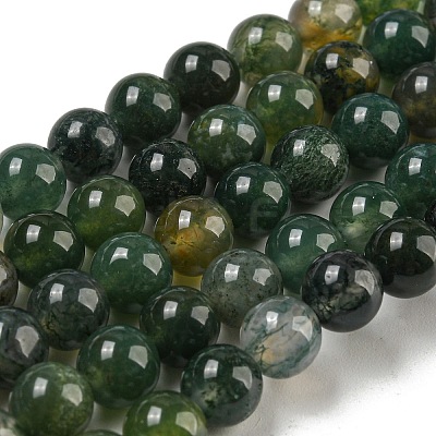 Natural Moss Agate Round Beads Strands G-S151-6mm-1