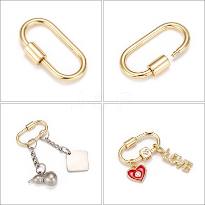 Brass Screw Carabiner Lock Charms X-KK-T047-07G-1
