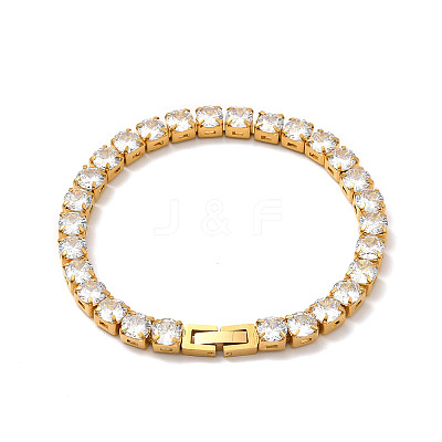Clear Cubic Zirconia Tennis Bracelet BJEW-E009-25B-G-1