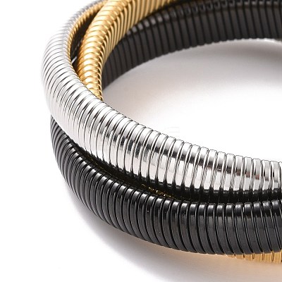 304 Stainless Steel Interlocking Flat Snake Chains Bracelet BJEW-G642-01P-1