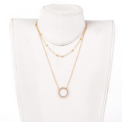 Ring Electroplate Glass Beads Necklaces Sets NJEW-JN02626-1
