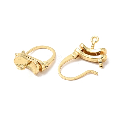 Brass Oval Hoop Earring Findings with Latch Back Closure KK-G434-04G-1
