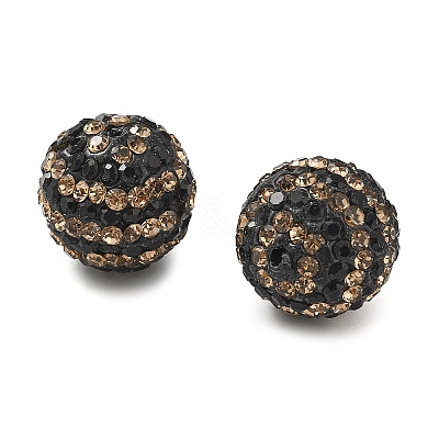 Stripe Pattern Polymer Clay Rhinestone Beads CLAY-NH0001-01G-1