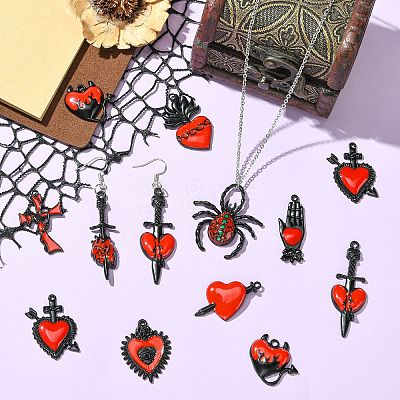 20Pcs 10 Styles Baking Paint Alloy Enamel Pendants ENAM-CJ0007-58-1