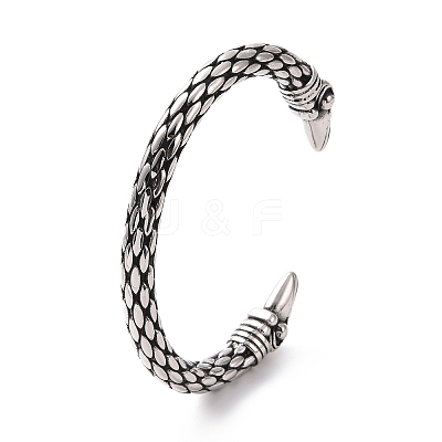 304 Stainless Steel Bird Open Cuff Bangle for Men Women BJEW-M230-08AS-1