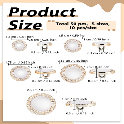 50Pcs 5 Style 1-Hole Plastic Buttons BUTT-LP0001-84-1