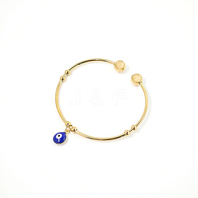 Real 18K Gold Plated 201 Stainless Steel Adjustable Cuff Bangles BM4462-2-1