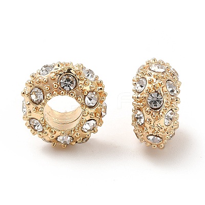 Rack Plating Alloy Rhinestone European Beads PALLOY-P289-34G-1
