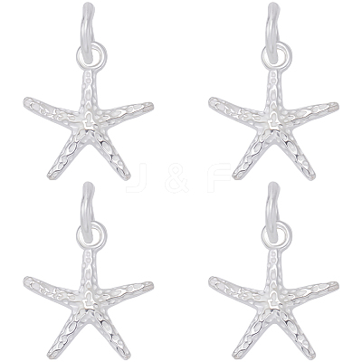 4Pcs 925 Sterling Silver Starfish Charms STER-BBC0008-39-1