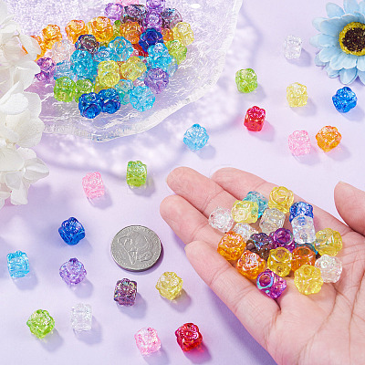 100Pcs UV Plating Transparent Acrylic European Beads TACR-TA0001-93A-1
