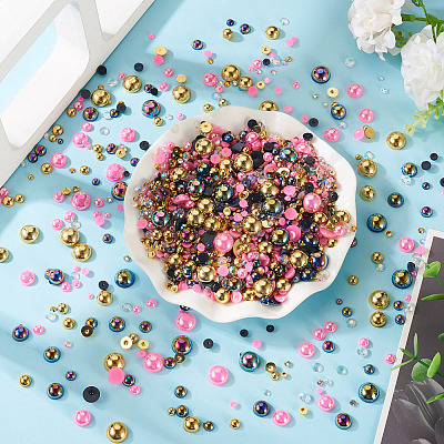 Half Round ABS Plastic Cabochons FIND-TAC0038-08C-1
