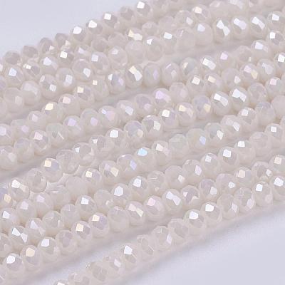 Electroplate Glass Beads Strands GLAA-F077-FR14-1