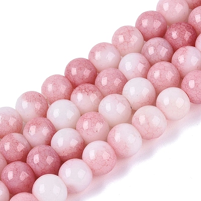 Ombre Effect Opaque Crackle Glass Beads Strands GLAA-Q106-01A-A13-1