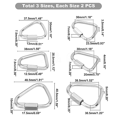 Stainless Steel Screw Carabiner Lock Charms KEYC-UN0001-02P-1