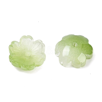 Transparent Spray Paint Glass Bead Caps GLAA-H035-04E-1