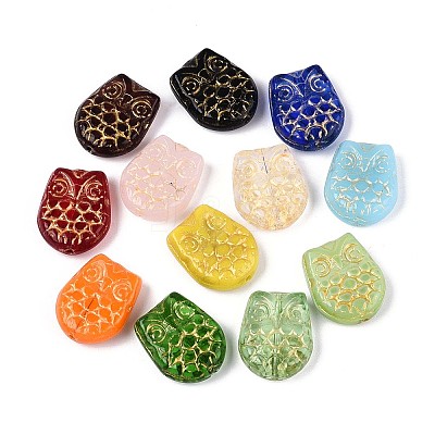 Owl Glass Beads GLAA-T025-65M-1