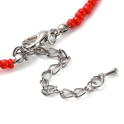 Glass Flower Beaded Necklace NJEW-Z029-03B-1