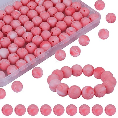 80Pcs Round Silicone Focal Beads SIL-SZ0001-24-28-1