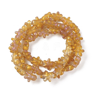 Full Rainbow Plated Forsted Electroplate Glass Beads GLAA-P005-FR06-1