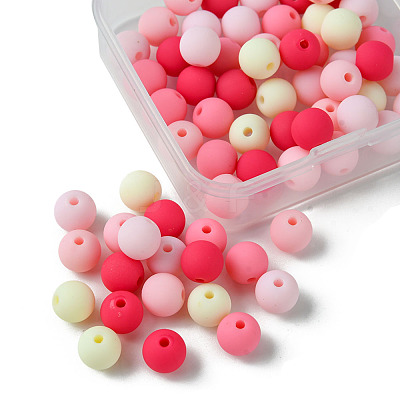 70Pcs Rubberized Style Acrylic Beads MACR-FS0001-71B-1