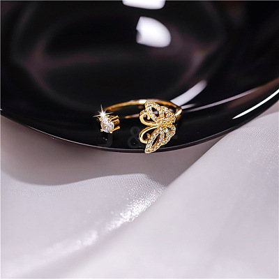 Adjustable Brass Micro Pave Cubic Zirconia Cuff Rings FS-WGDCDFA-01-1
