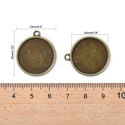 Flat Round Alloy Pendant Cabochon Settings X-PALLOY-N0088-37AB-NF-1