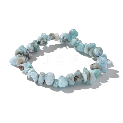 Natural Larimar Beaded Stretch Bracelets BJEW-JB02680-01-1