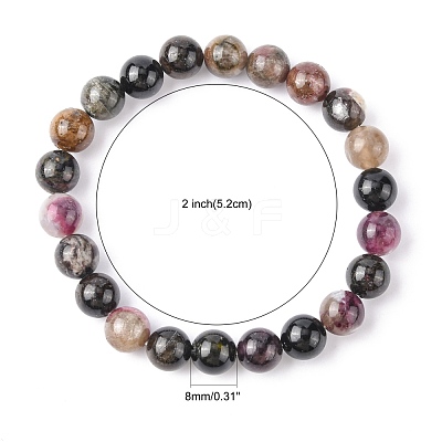 Multicolor Tourmaline Stretch Bracelets BJEW-C259-8mm-3-1