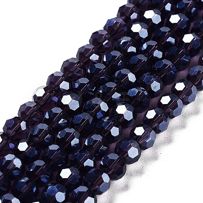 Electroplate Transparent Glass Beads Strands EGLA-A035-T6mm-A15-1