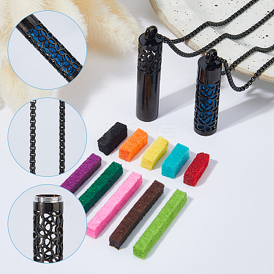 2Pcs 2 Styles Stainless Steel Perfume Bottle Necklaces NJEW-FH0001-30A-1