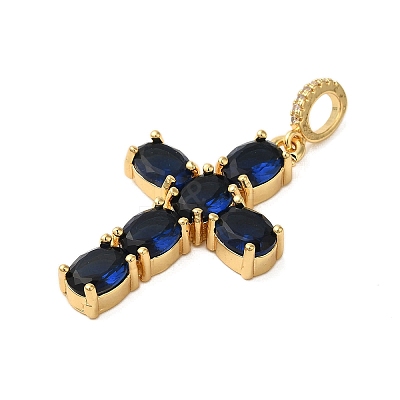 Rack Plating Brass Micro Pave Cubic Zirconia Pendants KK-P279-29G-1