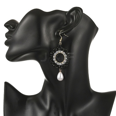 Brass Glass Beads Dangle Earrings EJEW-MZ00764-02-1