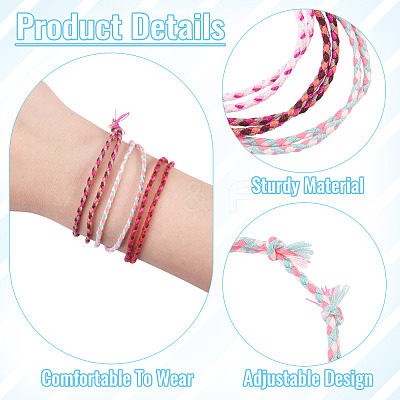 7Pcs 7 Colors Bohemian Cotton Cord Braided Bracelets BJEW-TA0001-29-1