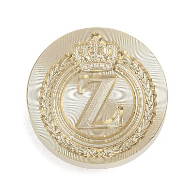 Golden Tone Crown Initial Wax Seal Brass Stamp Heads AJEW-A065-01Z-1
