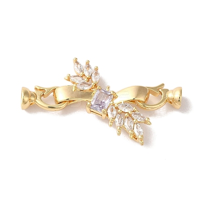 Brass Micro Pave Cubic Zirconia Fold Over Clasps KK-B098-09G-03-1