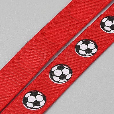 10 Yards Football Theme Polyester Printed Grosgrain Ribbon OCOR-WH0036-42C-1