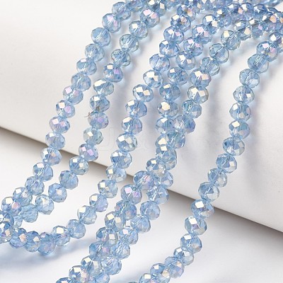 Electroplate Transparent Glass Beads Strands EGLA-A034-T6mm-T07-1