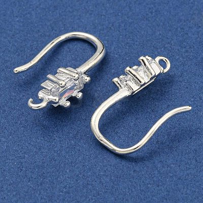 Brass Pave Clear Cubic Zirconia Earring Hooks KK-R149-20S-1