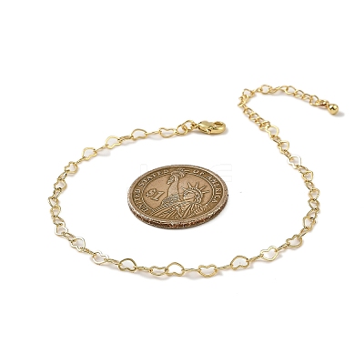 Brass Heart Link Bracelets for Women BJEW-G735-07G-01-1