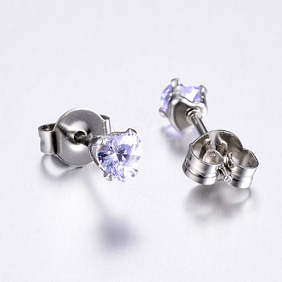 Cubic Zirconia Ear Studs EJEW-E098-H-02-1