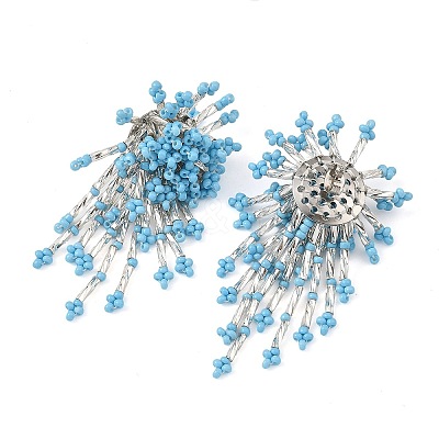 Glass Seed Beads Stud Earrings for Women EJEW-MZ00760-01-1