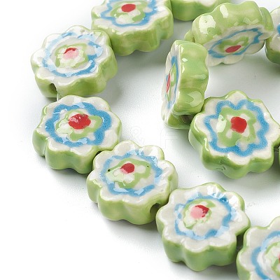Handmade Porcelain Flower Beads Strands PORC-J008-04C-1