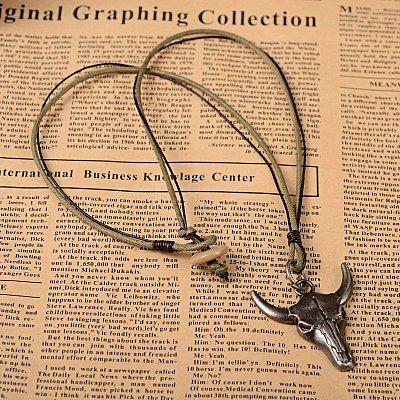 Vintage Leather Cord Pendant Necklaces NJEW-M175-23-1